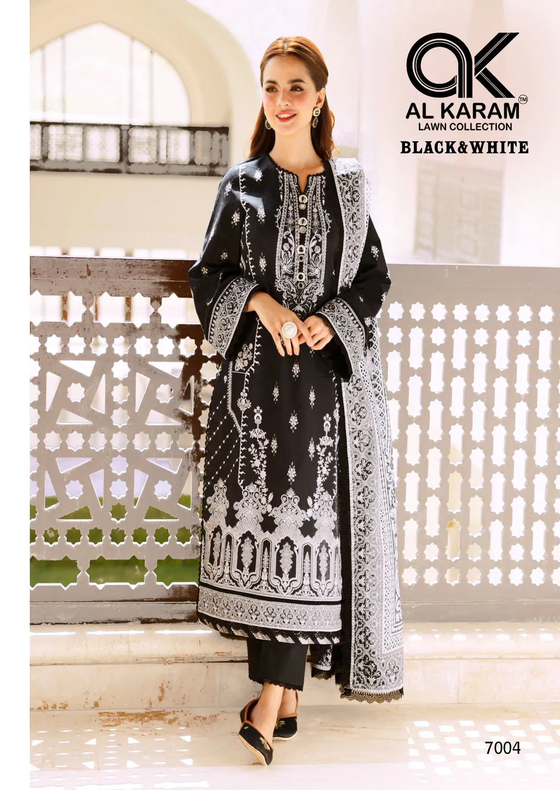Black & White Vol 7 By Al Karam Cambrice Cotton Dress Material Orders In India